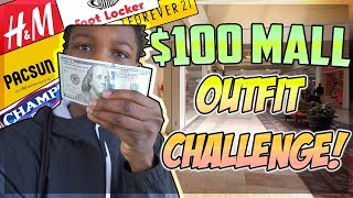 $100 MALL OUTFIT CHALLENGE!🔥(H&M, Pacsun, Foot Locker, Finishline, & More!) | Mall Shopping Vlog🙏🏾‼️