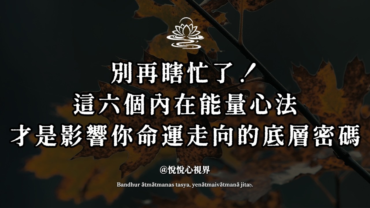 別再瞎忙了!這六個內在能量心法,才是真正影響你命運走向的底層密碼#內在能量 #認知覺醒 #改變命運 #六大心法 #悅悅 - YouTube