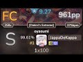 9.3⭐ JappaDeKappa | Shiggy Jr. - oyasumi [Dakini's Extreme] +HDDT 99.61% FC #1 | 961pp - osu!