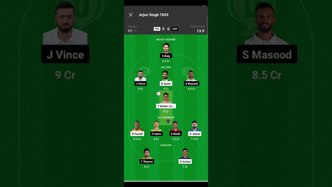 KAR vs PES Dream11 KAR vs PES Dream11 Prediction, Karachi Kings vs Peshawar Zalmi Dream11 Prediction