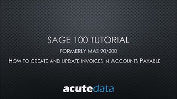 Sage 100 - How to Enter Invoices in Accounts Payable (formerly MAS 90 / 200)