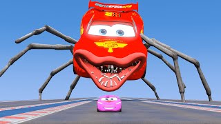 Epic Escape From The Spider Lightning McQueen Eater | McQueen VS McQueen Eater in GTA 5