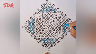 Traditional Sikku Kolam || Chikku, Kambi Kolam || Ezhe Rangoli || Muggulu || 19 - 1 Straight Dots screenshot 1