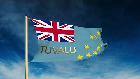 Tuvalu Flag Slider Style With Title. Waving In The Wind With Cloud Background An Stock Animation