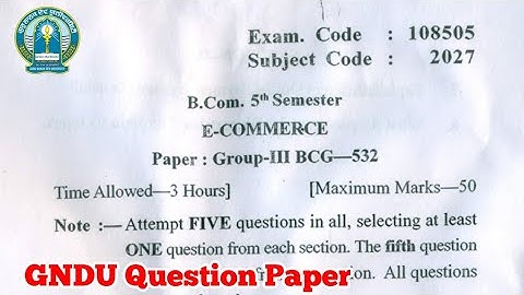 Gndu B.Com 5th Semester E - Commerce Question Paper || Bcom 5th Semester E-commerce Question Paper