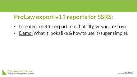 ProLaw -  v11 reports export tool demo