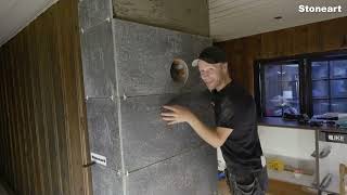 Eventyrlig Oppussing Femundsundet - Ny Brannmur Og Peisplate I Mørk Oppdal Skifer