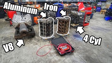Weighing Engines. LS iron vs aluminum block. 4cyl vs V8. Surprising results.