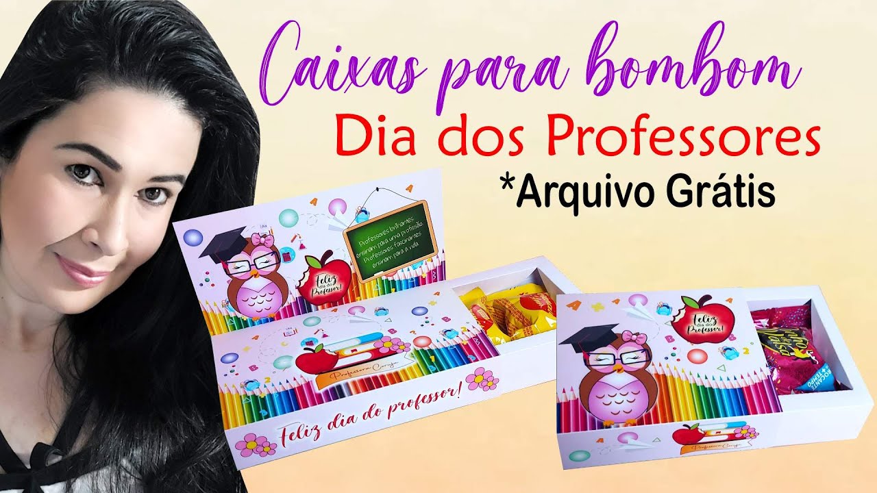 Caixinha para 2 e 3 bombons | dia dos professores | molde grátis 174