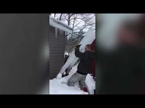 Iceberg comes off house: 'This thing weighs a hundred pounds'