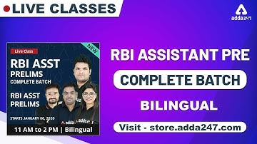 RBI Assistant Prelims 2020 | Live Batch Starting from tomorrow | Join at 40% Off, Use: ADDA40