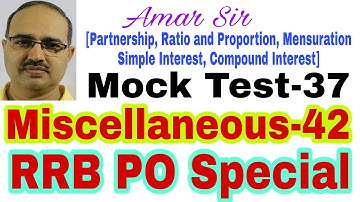 RRB PO SPECIAL: Miscellaneous Questions | 42 | Mock Test-37 | Unique Objective Solution #Amar Sir