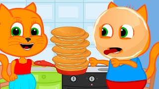 Cats Family In English - Zombie Pancake Cartoon For Kids