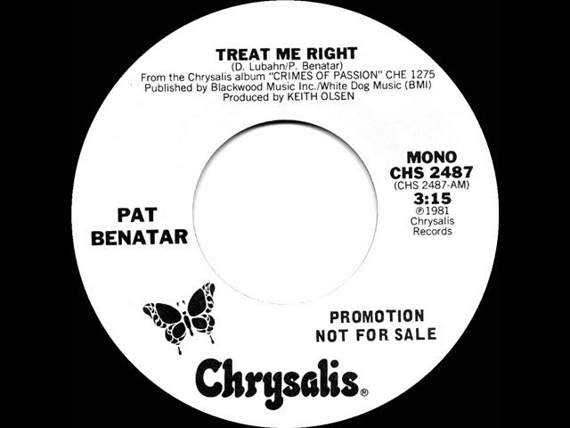 1981 Pat Benatar - Treat Me Right (mono radio promo 45)