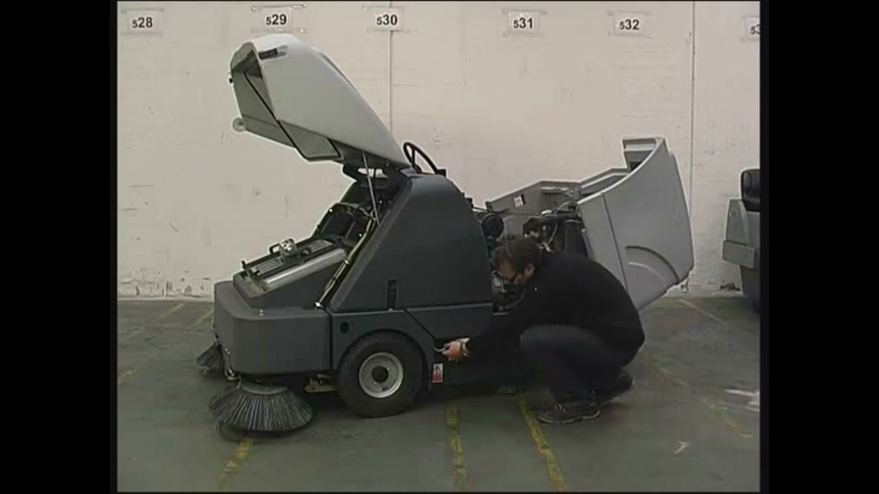 Nilfisk SR1601 Large Ride on Sweeper Sales Demonstration Video