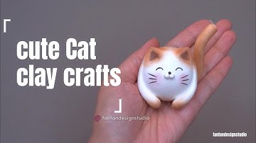how to make a cute cat figure with air dry clay craft art Fondant tutorial vlog