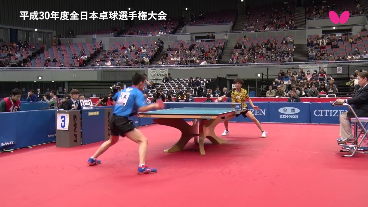 大会５日目｜男子シングルス ５回戦 張本智和 対 緒方遼太郎｜全日本卓球2019 ダイジェスト