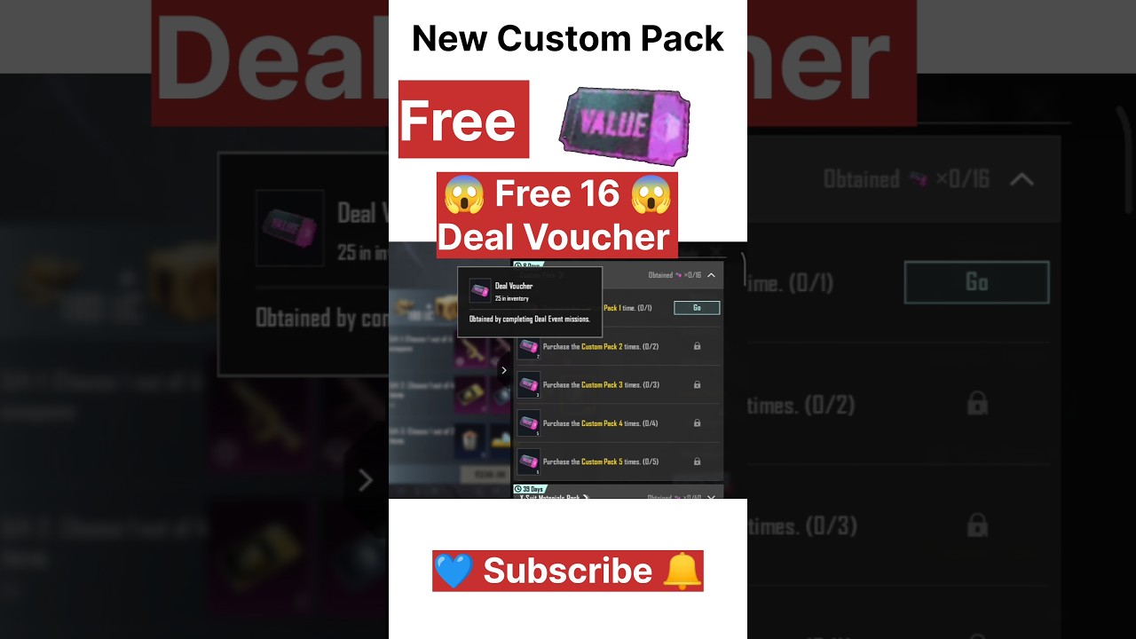 New Custom Pack Free 16 Deal Voucher In BGMI 😱| 