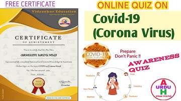 General knowledge & Awareness Covid-19(Corona virus) Quiz|Online Covid-19 Quiz|Free Quiz Certificate