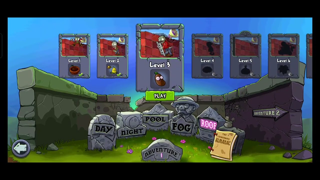 Plants vs Zombies Gameplay - Roof level 1 to 3