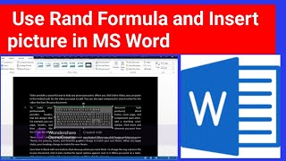 how to use Rand Formula and Insert picture in MS word