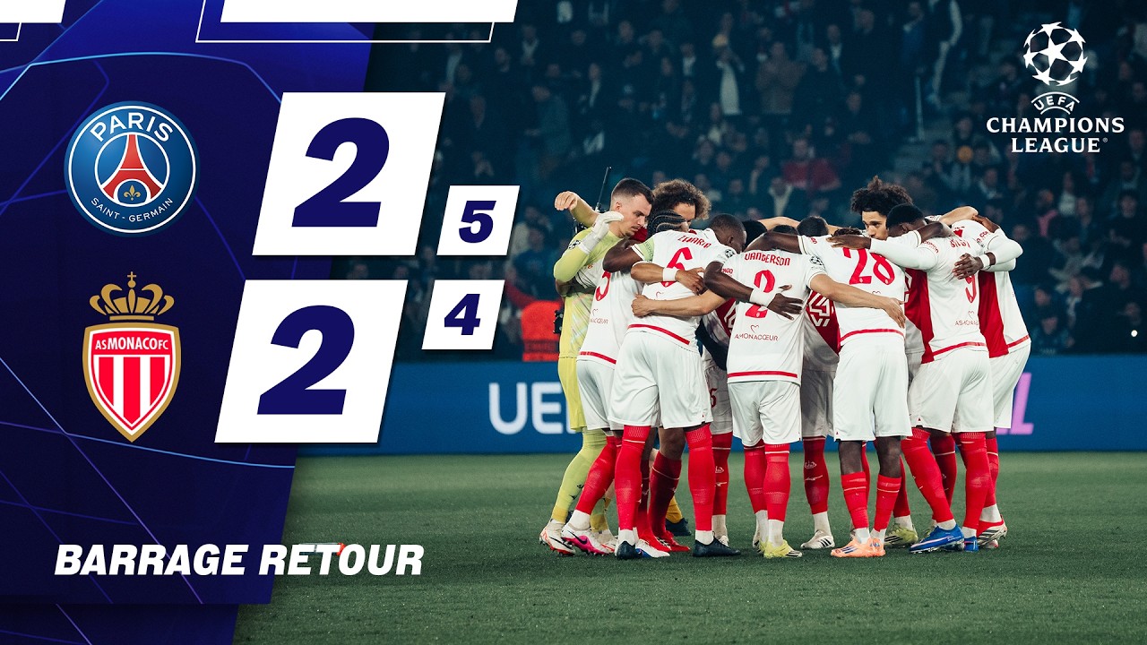 Résumé, PSG 2-2 AS Monaco - Barrages Champions League