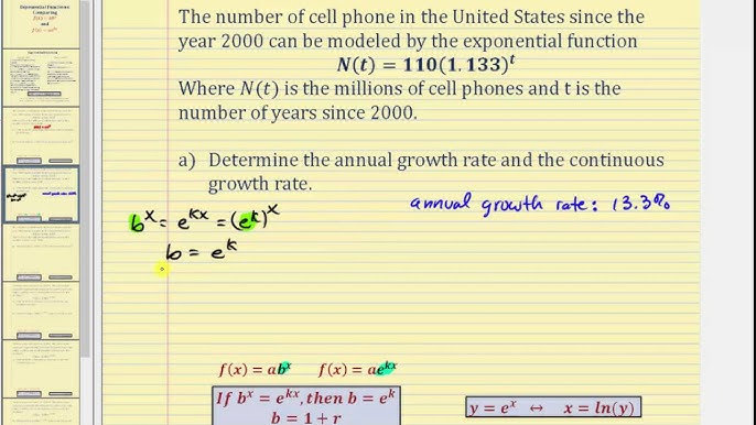 Comparing Forms Of Exponential Functions Y Ab X And Y Ae Kx Youtube