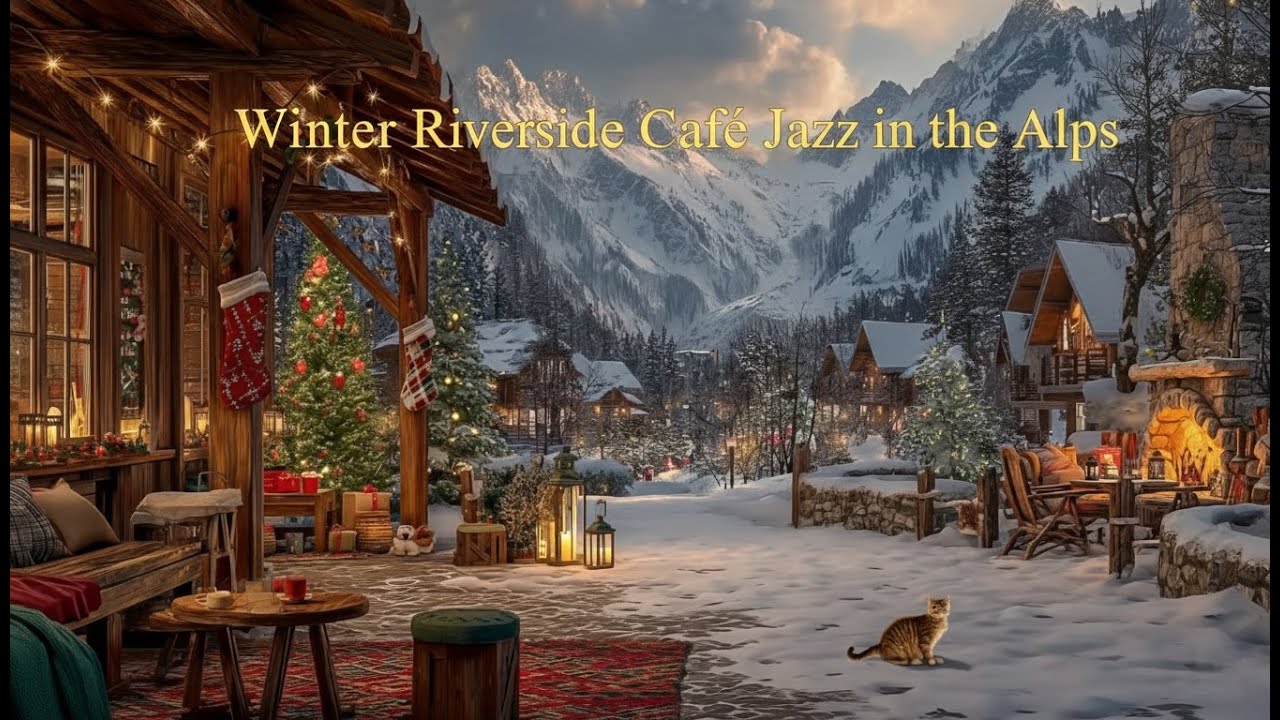 Зимнее Речное Кафе Jazz · Альпийский Кофе и Мягкий Снегопад · Smooth Jazz для Концентрации | 4K ❄️