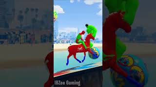 Red Spider Horse Crossing on Rainbow Superhero's Sharks Bridge Animals Game ep.60 #shorts