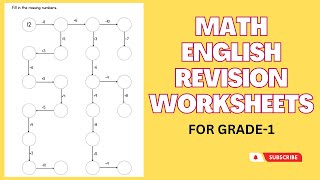 English/Math Brain Boosting Revision Worksheet for Grade -1 | Homeschool/After School Daily Practice