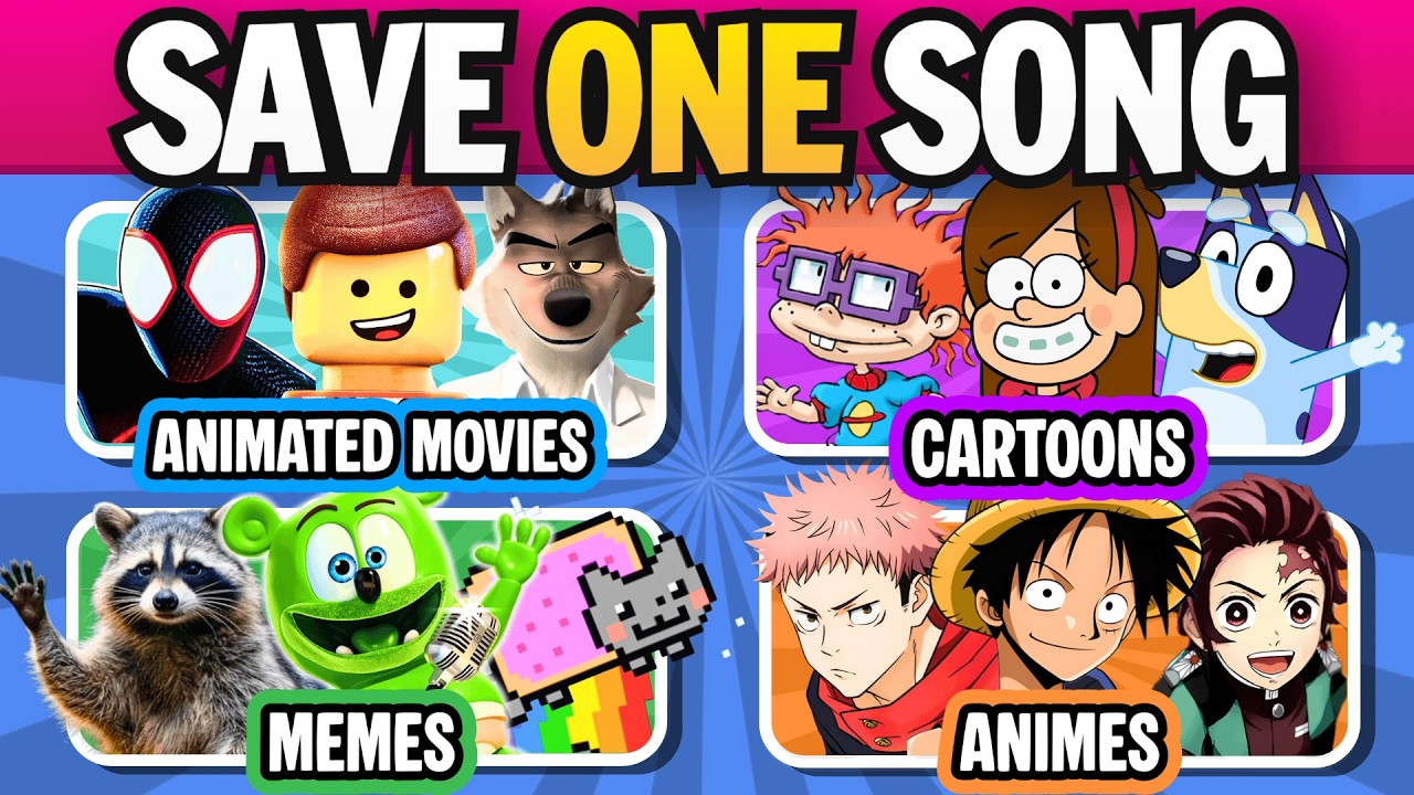 Save One Song  | Cartoons 🦸🏻‍♂️ Series 📺 Memes 🥸 Movies 🎬  Games 🎮 Animes | Music Quiz