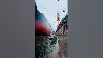 Heavy rain in shipyard #ship #shipping #boat #seaman #engineer #sea #rain #storm #marine #dock
