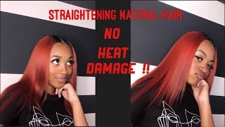 how to flat iron natural hair :) NO HEAT DAMAGE !