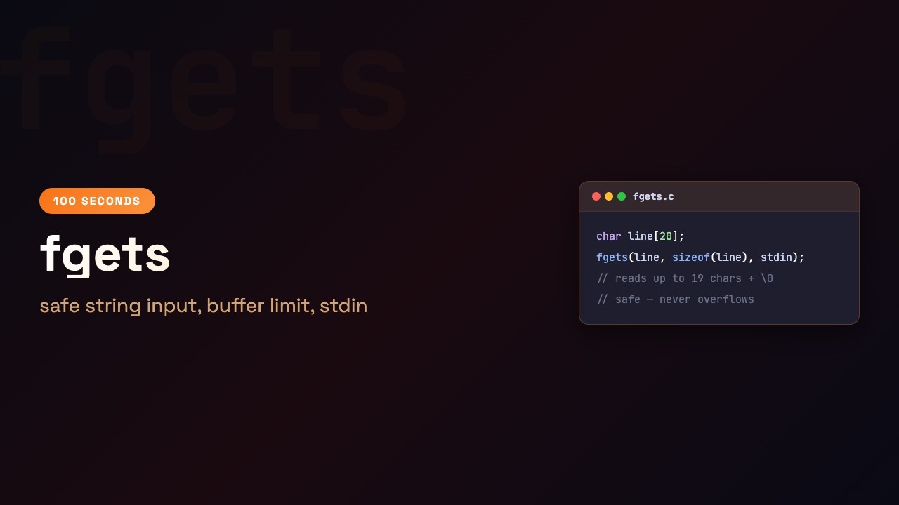C in 100 Seconds: Safe Input with fgets | Episode 13