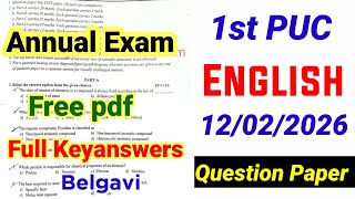 1st PUC English Annual Exam 2026 Question Paper With Answers karnataka board  screenshot 1