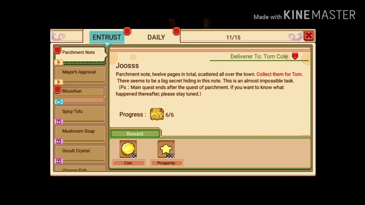 Parchment Note Harvest Town New YouTube