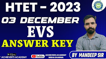 PRT Htet 3 Dec 2023 EVS  Answer Key  By Mandeep Sir Achievers Academy