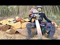 Fastest Cutting Big Tree Skill Chainsaw Machines,Amazing Fastest Wooden House Construction Method #7
