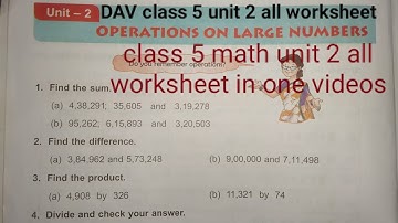 DAV class 5 unit 2 worksheet all।। Class 5 unit 2 worksheet all dav public school