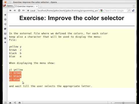 Beginner Perl Maven tutorial: 7.11 - Exercise: Improve color selector