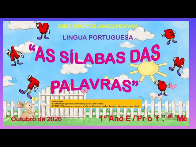 Plano de aula - 1º ano - As sílabas por dentro das palavras