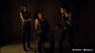 Tough Female Agent is bound and beaten up by Henchwoman