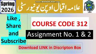 ⏩ AIOU Code 312 Solved Assignment No.1 & 2 Spring 2026 || Education || HSSC (FA, I.COM)