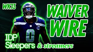 Top 3 NFL DLs to Grab Off the WK13 Fantasy Football IDP Waiver Wire 💥