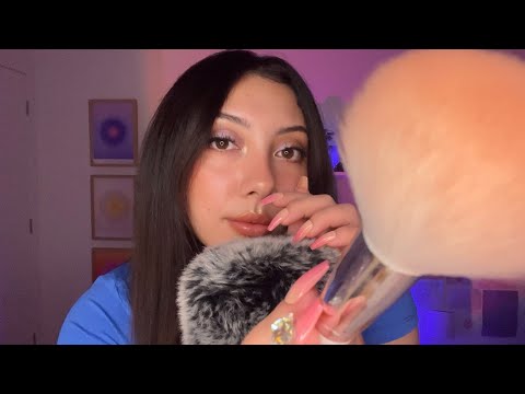 ASMR face brushing and mouth sounds 😴