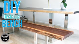 How To Make a Live Edge Walnut Slab Sitting Bench || DIY Woodworking Project