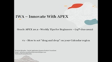 Oracle APEX 20 2 Weekly Tips for Beginners 14thJan How to set drag and drop on your Calendar Region