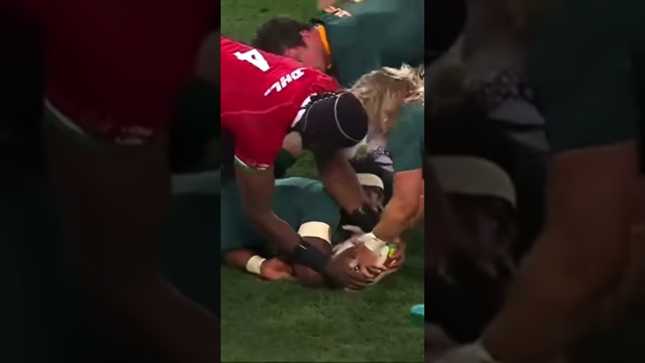 Maro Itoje turn over on try line vs Springboks