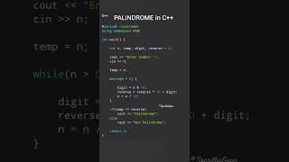 PALINDROME in C++ #cplusplus