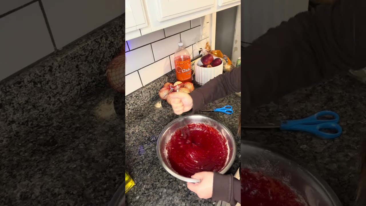 Making a red velvet cake 